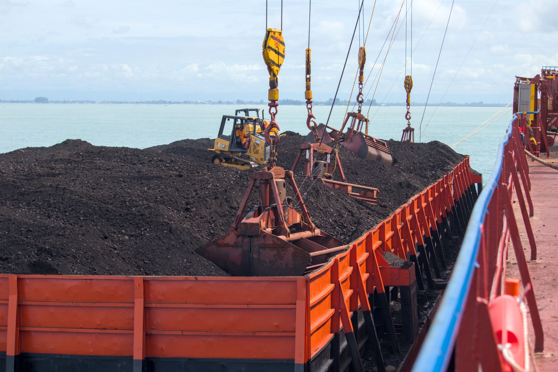 Bulk commodity loading at a Brazilian port