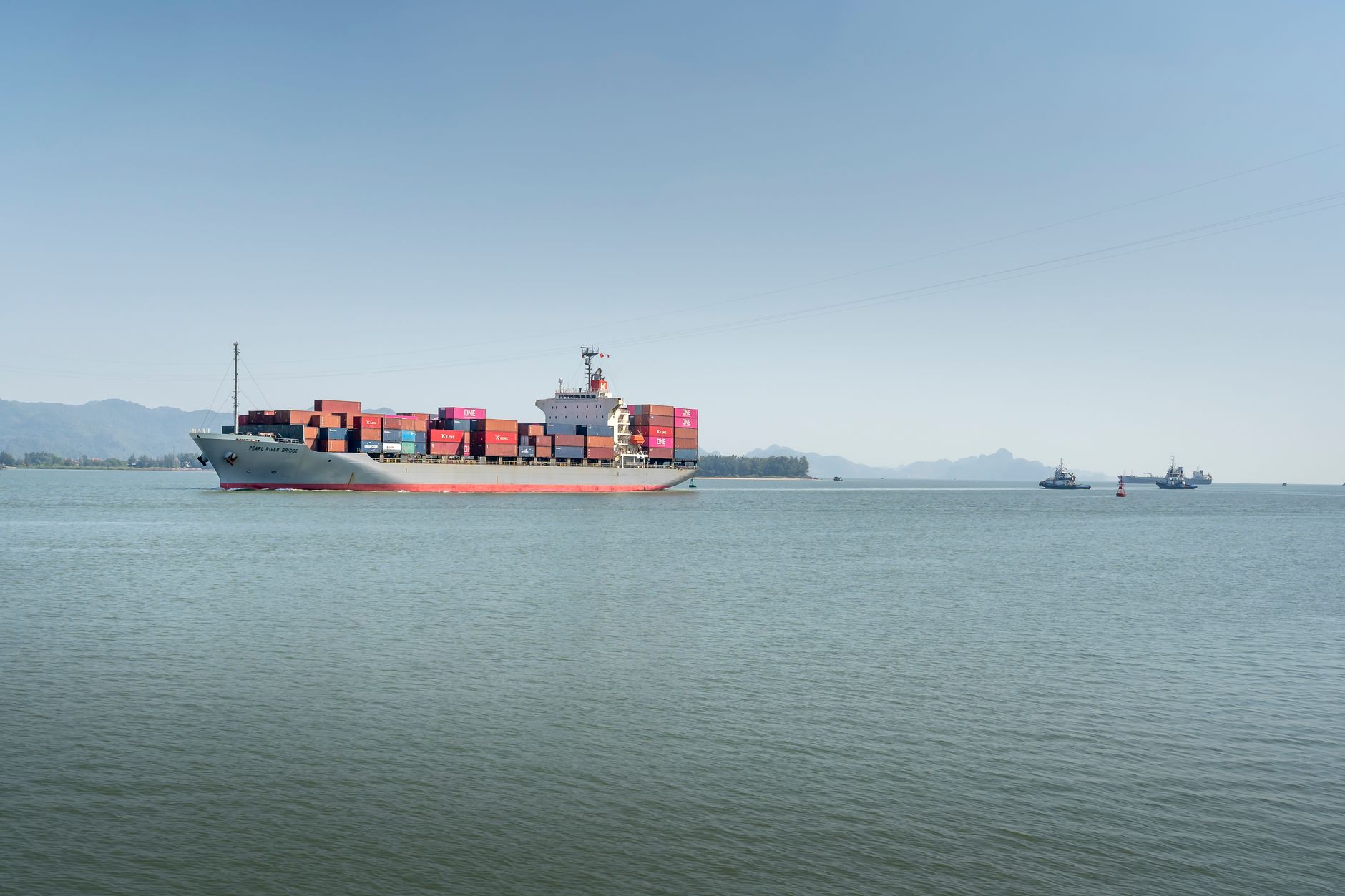 Container ship under way at sea